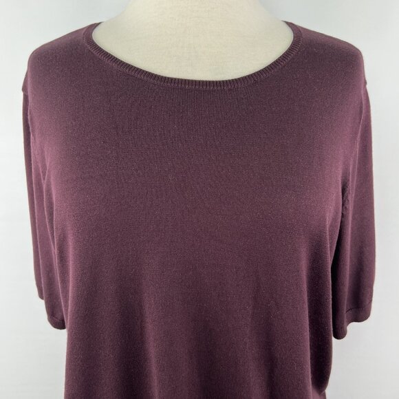 Lauren Ralph Lauren 1X Sweater Set Purple 2 Pc Cardigan Top Classic Career Silk - Picture 9 of 14